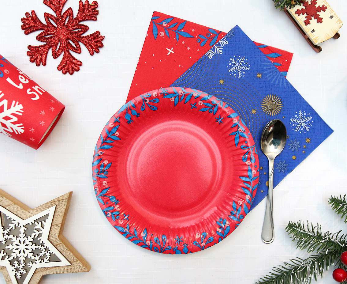 Paper napkins Navy Blue, snowflakes, 33x33 cm/ 20 pcs. EOL
